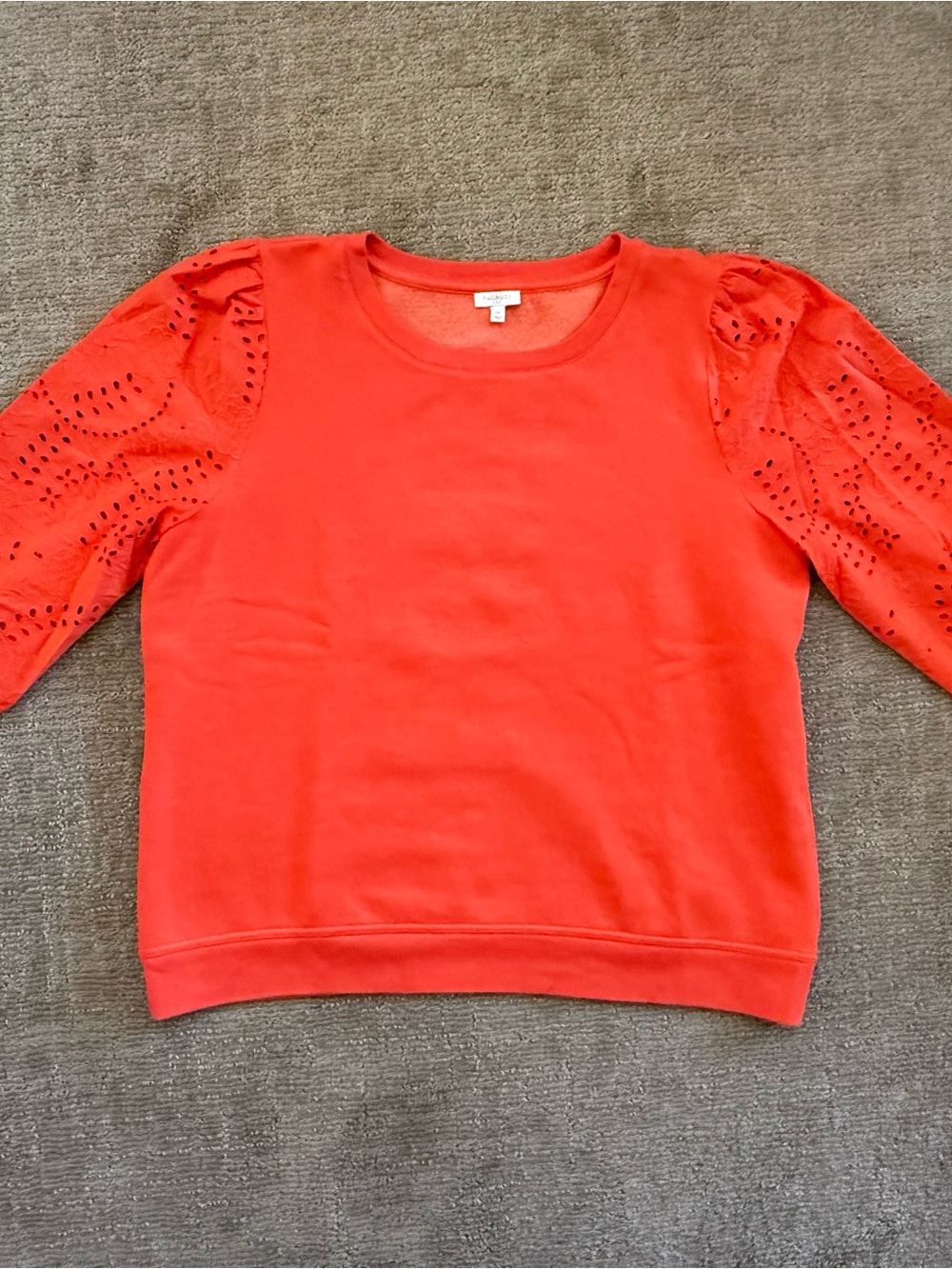 Talbots XL Bright Coral Eyelet Sleeve Sweatshirt